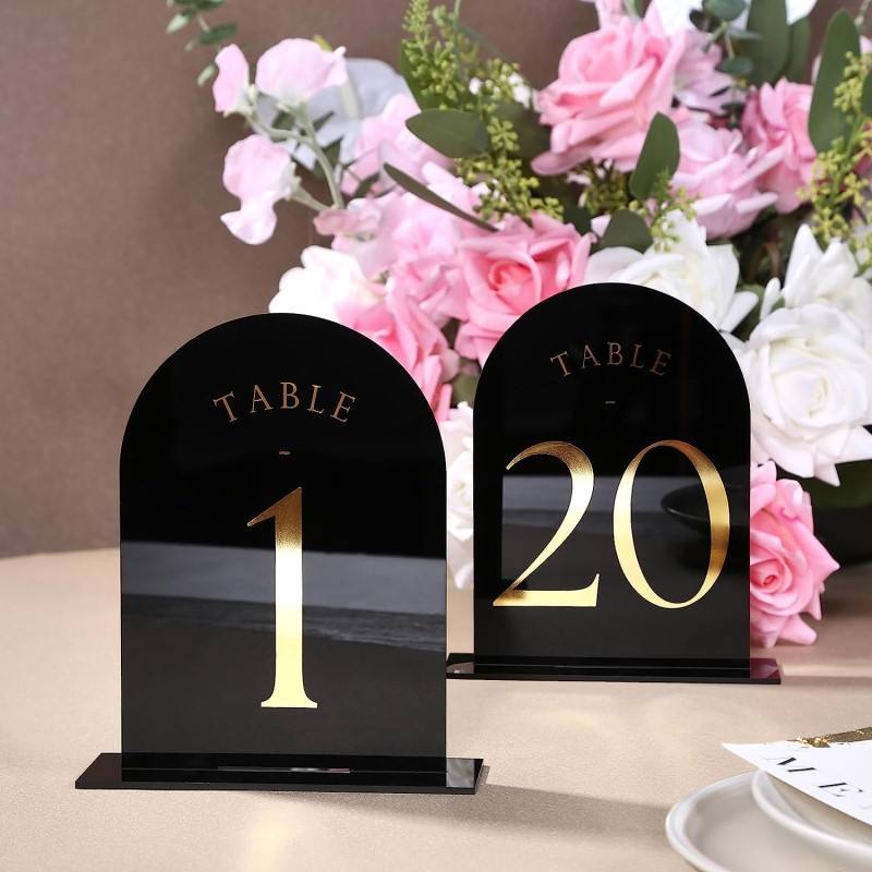 Table Number Gold - أرقام طاولات أكريليك مقوسة ، قطع