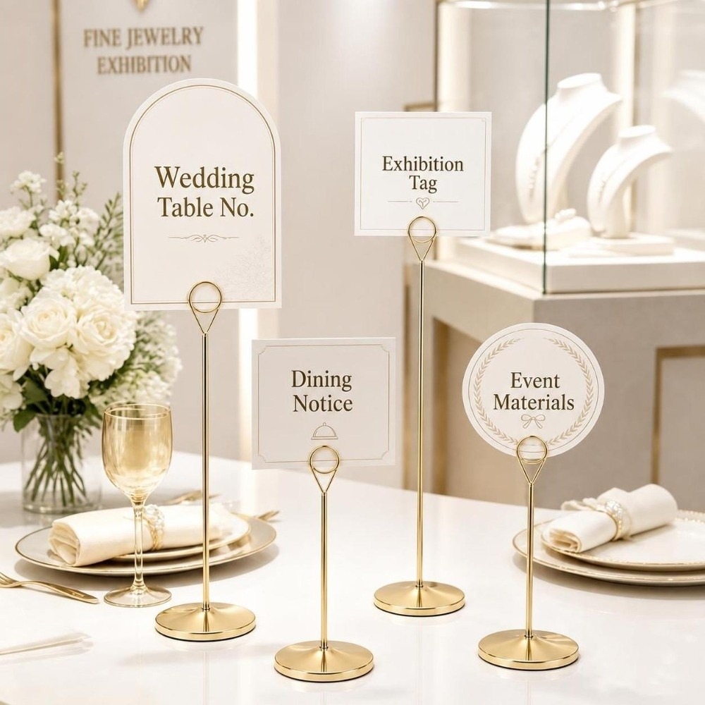 Table Number Gold - حامل أرقام طاولة معدني محمول بقاعدة